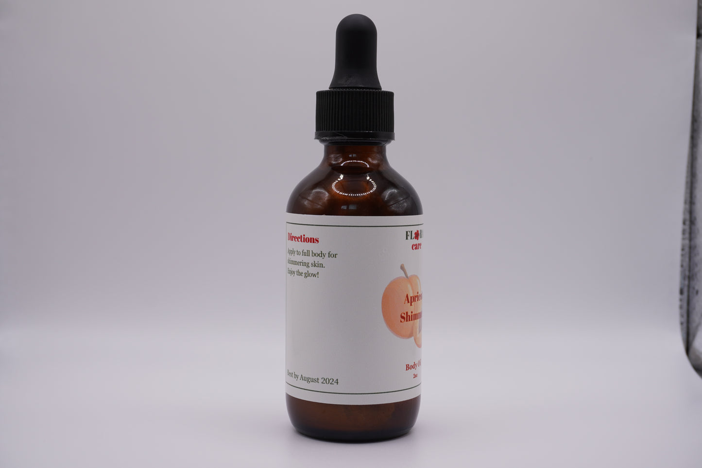 Shimmer Oil Organic Cold-Pressed Apricot Kernel Oil with Vitamin E Oil and Natural Mica Powder. Natural Shimmer Body Oil, Unscented, 2oz.